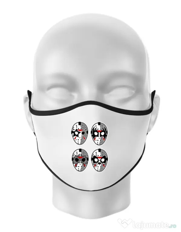 Masca personalizata reutilizabila Jason Rock Faces Alb