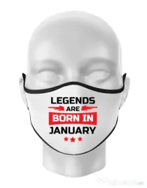 Masca personalizata reutilizabila Legends are born in January Alb