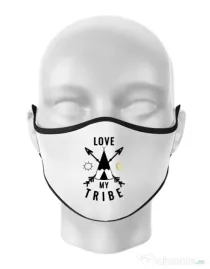 Masca personalizata reutilizabila Love my tribe Alb