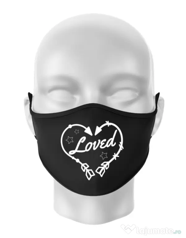 Masca personalizata reutilizabila Loved Negru