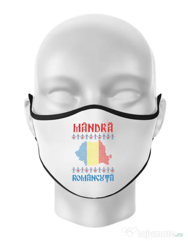 Masca personalizata reutilizabila Mandra romancuta Alb