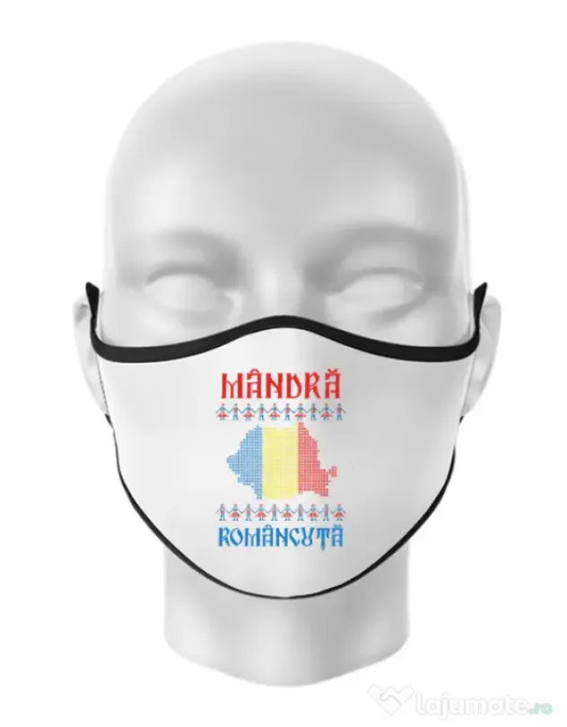 Masca personalizata reutilizabila Mandra romancuta Alb