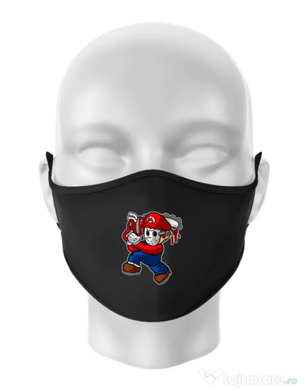Masca personalizata reutilizabila Mario Massacre Negru