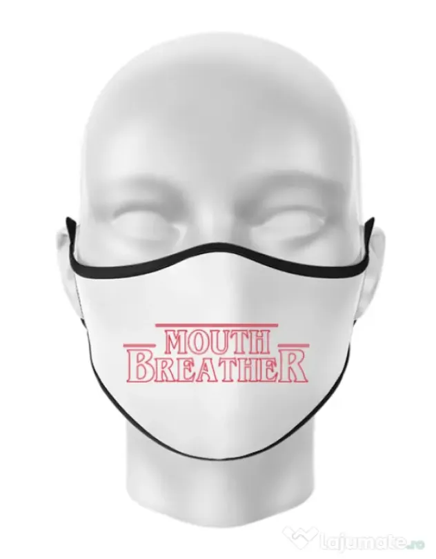 Masca personalizata reutilizabila Mouth breather Alb