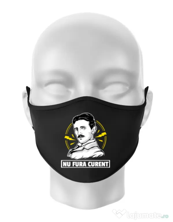 Masca personalizata reutilizabila Nu fura curent Negru