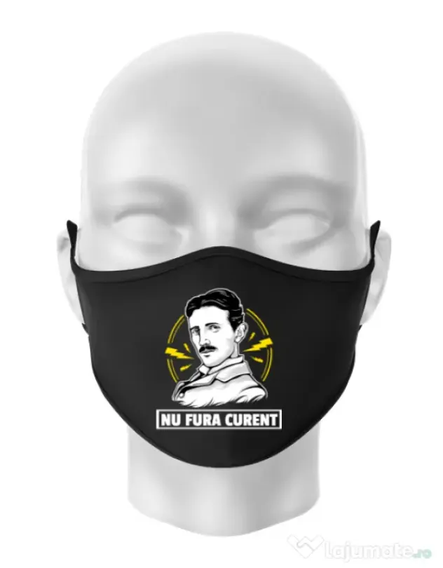 Masca personalizata reutilizabila Nu fura curent Negru