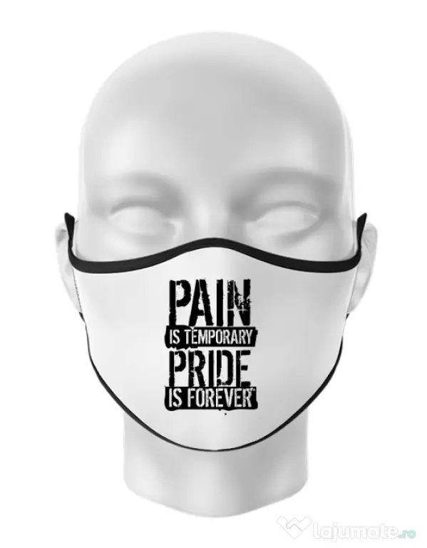 Masca personalizata reutilizabila Pain and pride Alb