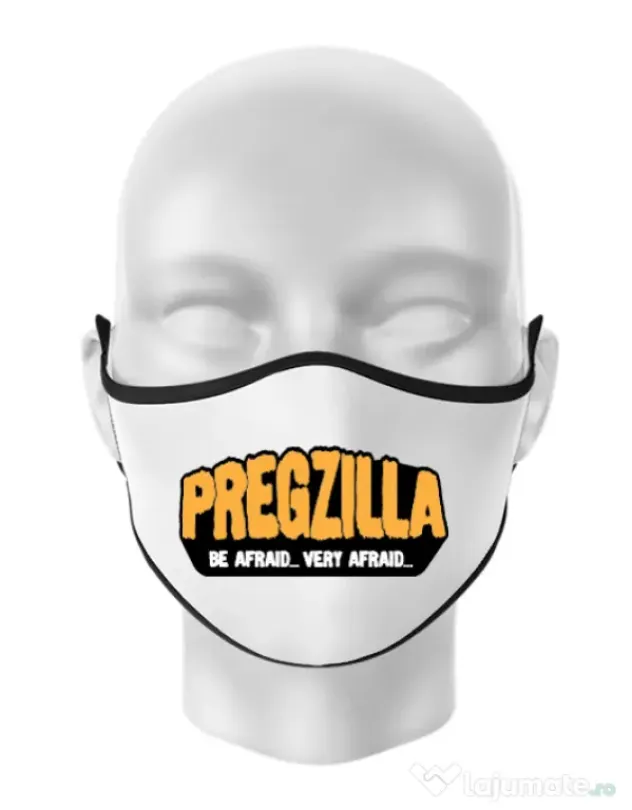 Masca personalizata reutilizabila Pregzilla Alb