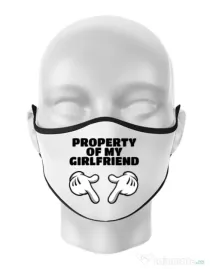 Masca personalizata reutilizabila Property of my girlfriend Alb