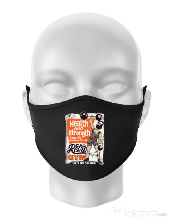 Masca personalizata reutilizabila Retro Gym Negru