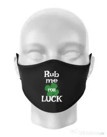 Masca personalizata reutilizabila Rub me for luck Negru