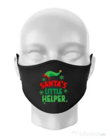 Masca personalizata reutilizabila Santas little helper Negru