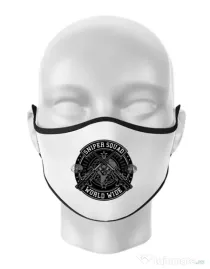 Masca personalizata reutilizabila Sniper Squad Alb