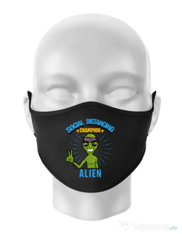 Masca personalizata reutilizabila Social distancing Negru