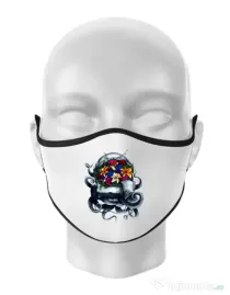Masca personalizata reutilizabila Space bloom Alb