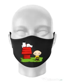 Masca personalizata reutilizabila Stewie and Snoopy Negru