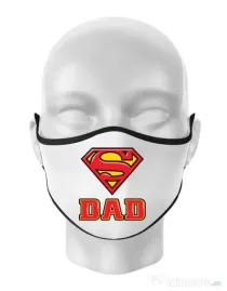 Masca personalizata reutilizabila Super Dad Alb