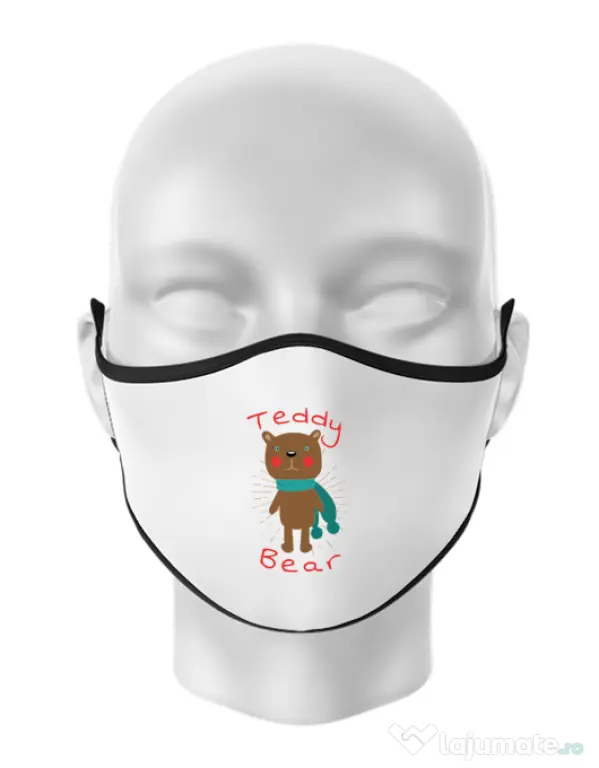 Masca personalizata reutilizabila Teddy bear Alb