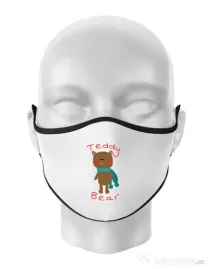 Masca personalizata reutilizabila Teddy bear Alb