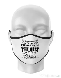 Masca personalizata reutilizabila The best men are born in October Alb