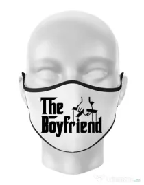 Masca personalizata reutilizabila The boyfriend Alb