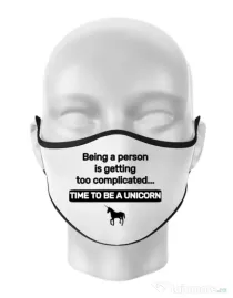 Masca personalizata reutilizabila Time to be a unicorn Alb