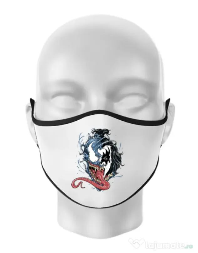 Masca personalizata reutilizabila Venom kiss Alb