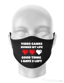 Masca personalizata reutilizabila Video games ruined my life Negru