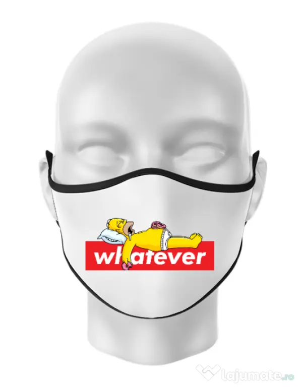 Masca personalizata reutilizabila Whatever Alb