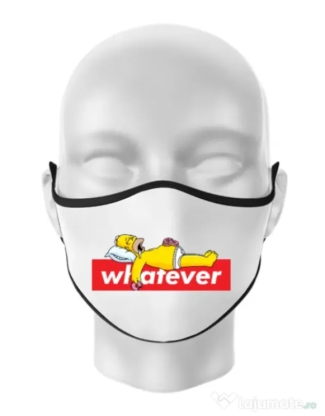 Masca personalizata reutilizabila Whatever Alb