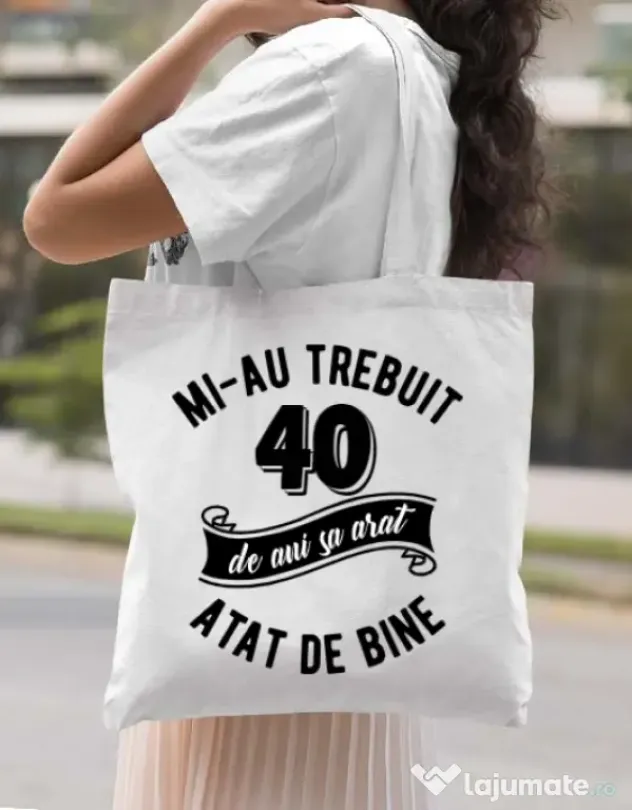 Sacosa din panza 40 de ani Alb