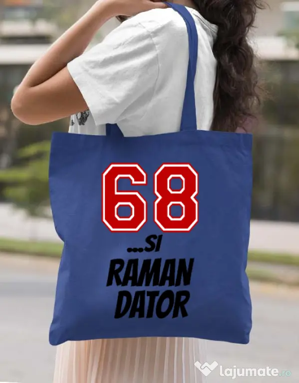 Sacosa din panza 68 si raman dator Albastru regal