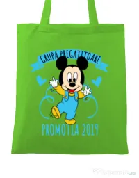 Sacosa din panza Absolvire Mickey Mouse Verde mar 