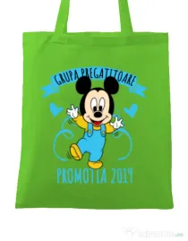 Sacosa din panza Absolvire Mickey Mouse Verde mar