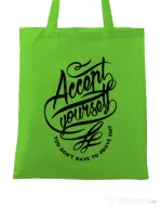 Sacosa din panza Accept Yourself Verde mar