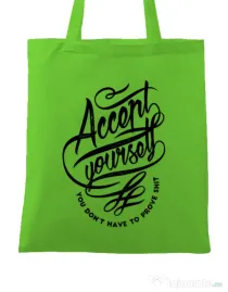 Sacosa din panza Accept Yourself Verde mar