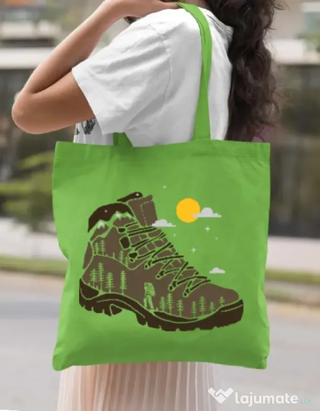 Sacosa din panza Adventure Boot Verde mar