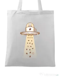 Sacosa din panza Alien Coffee Invasion Alb
