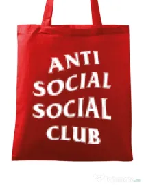 Sacosa din panza Anti social Rosu