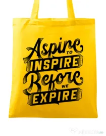 Sacosa din panza Aspire To Inspire Before We Expire Galben