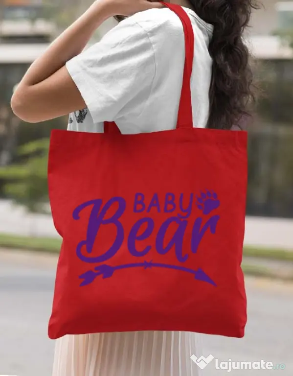 Sacosa din panza Baby bear Rosu