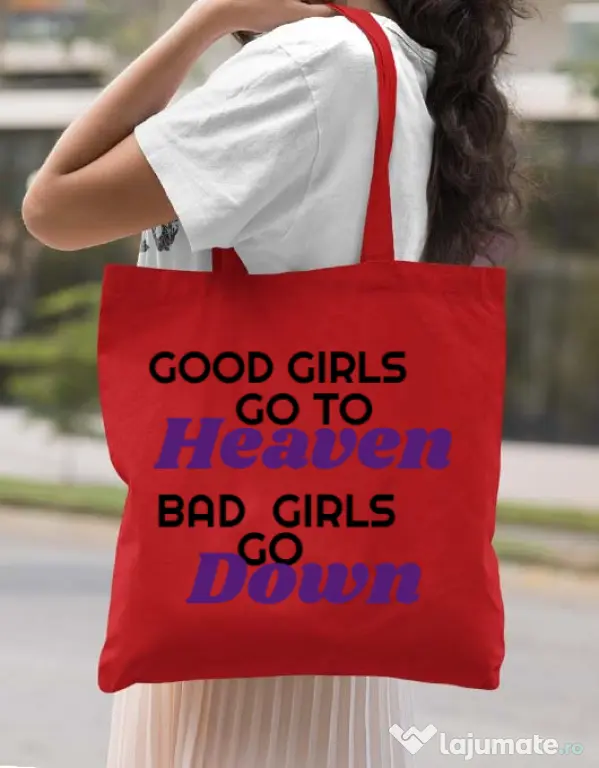 Sacosa din panza Bad girls go down Rosu