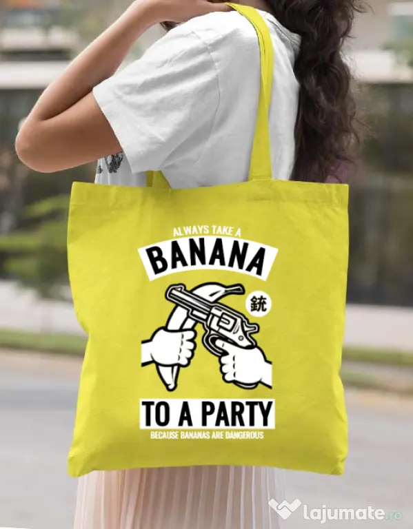 Sacosa din panza Banana Party Galben