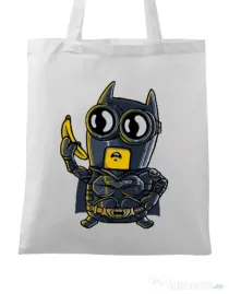 Sacosa din panza Bat minion Alb