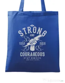 Sacosa din panza Be Strong and Courageous Albastru regal