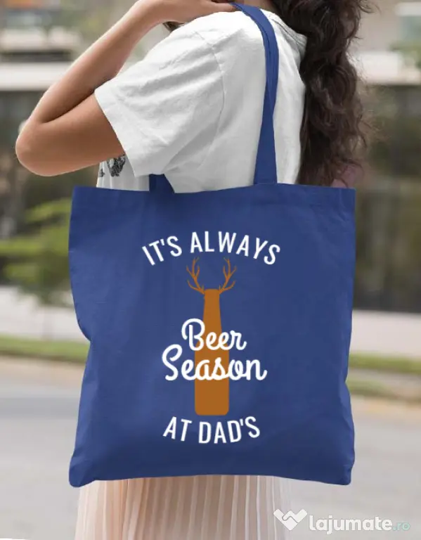 Sacosa din panza Beer season Albastru regal