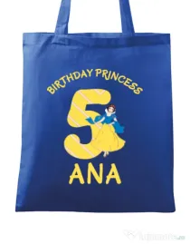 Sacosa din panza Birthday Princess Albastru regal