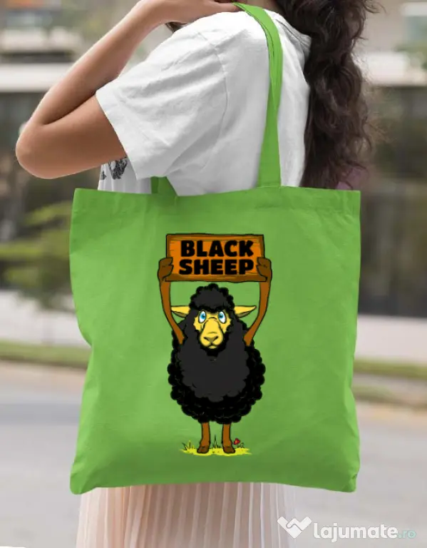 Sacosa din panza Black sheep Verde mar