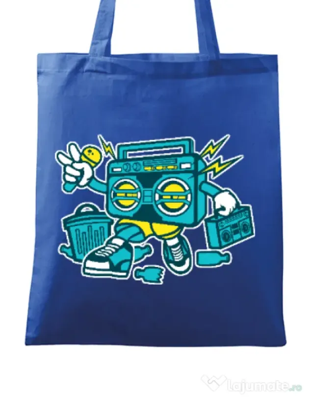 Sacosa din panza Boombox Albastru regal