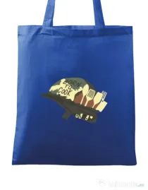 Sacosa din panza Born To Cook Albastru regal